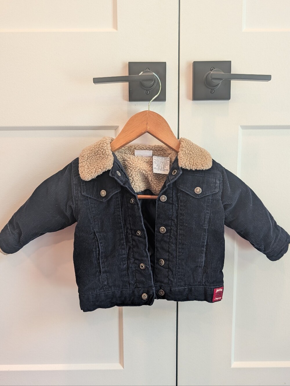 Baby Boy Cozy Sherpa-Lined Navy Corduroy Kids Jacket Size 18 months